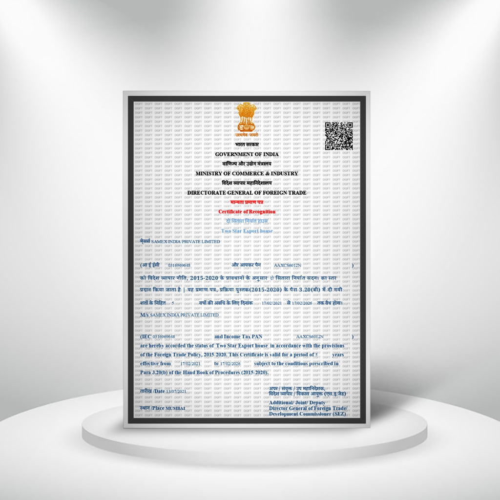 Two Star Export House Certified by the Government of India